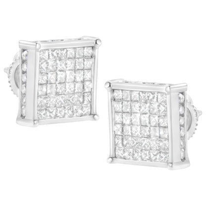 10K White Gold 2ct TDW Princess-Cut Composite Diamond Stud Earring (I-J ,I2-I3) by Bids.com
