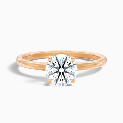 Perl 9 Carat Round Solitaire Moissanite Diamond Ring in 14k Rose Gold