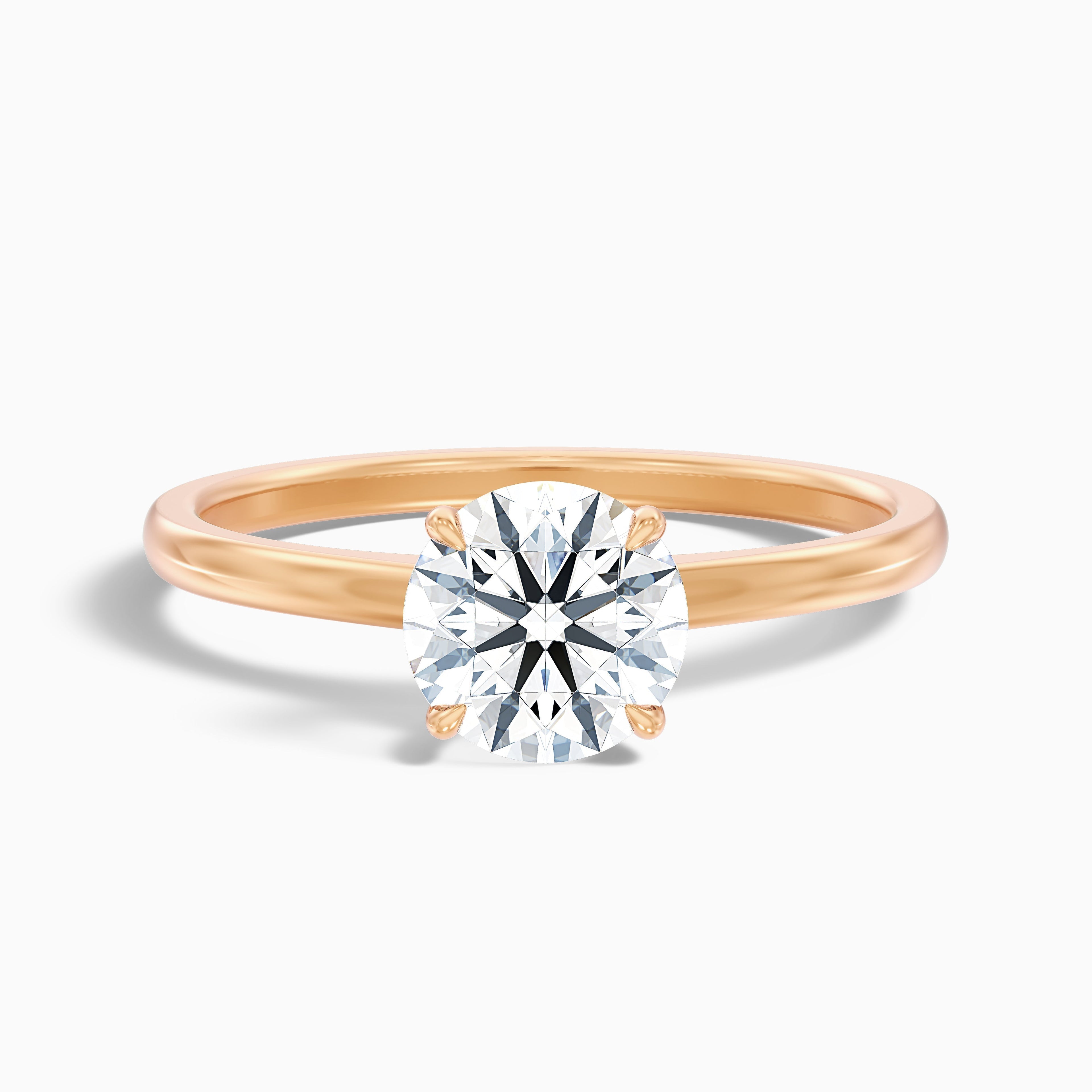 April 2 Carat Round Solitaire Moissanite Diamond Ring in 10k Rose Gold