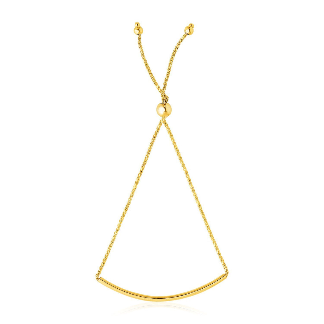 14k Yellow Gold Smooth Curved Bar Lariat Design Bracelet by Bids.com