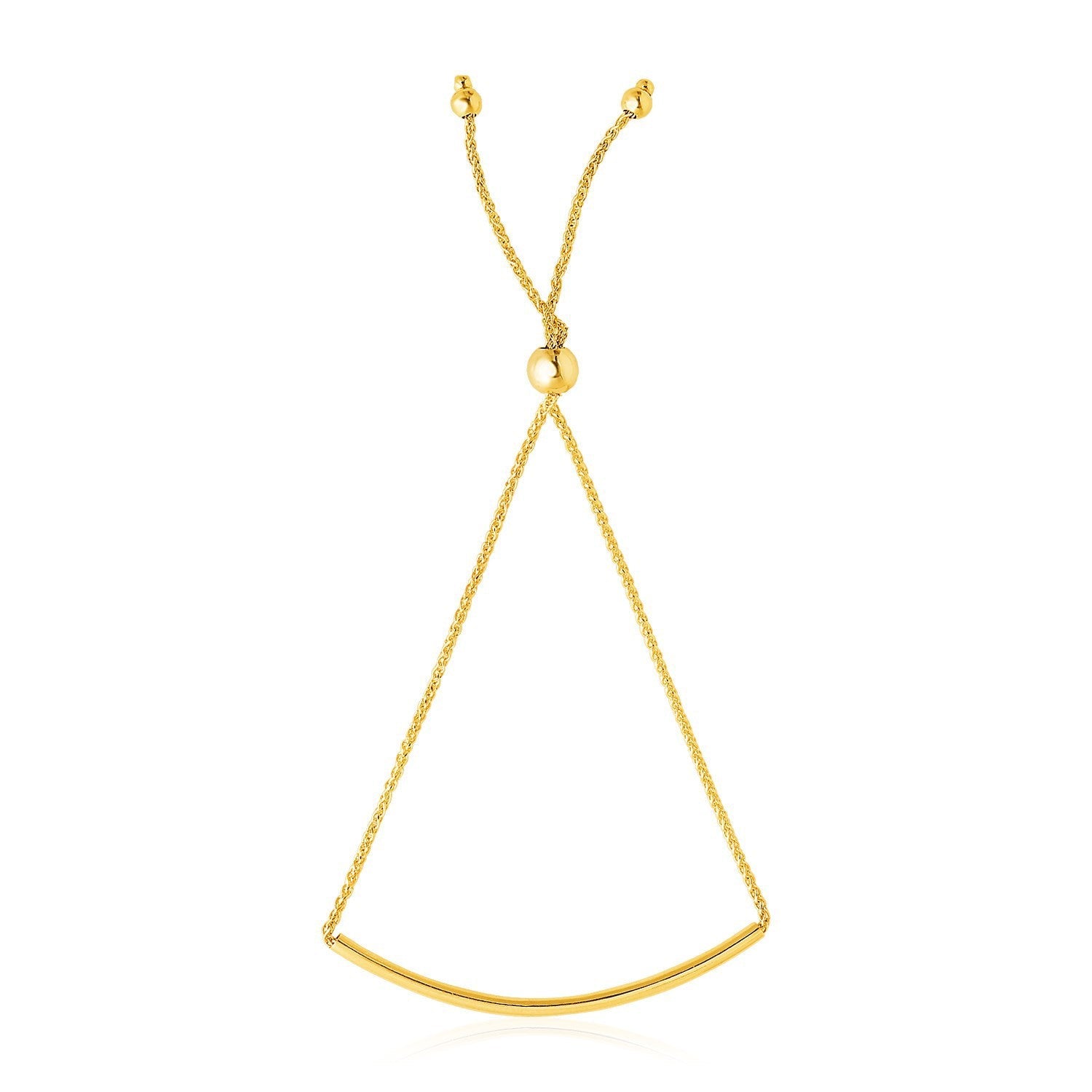 14k Yellow Gold Smooth Curved Bar Lariat Design Bracelet by Bids.com
