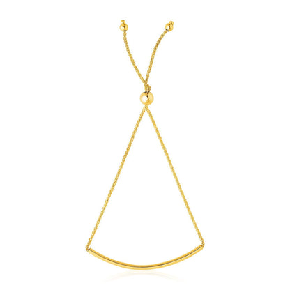 14k Yellow Gold Smooth Curved Bar Lariat Design Bracelet by Bids.com