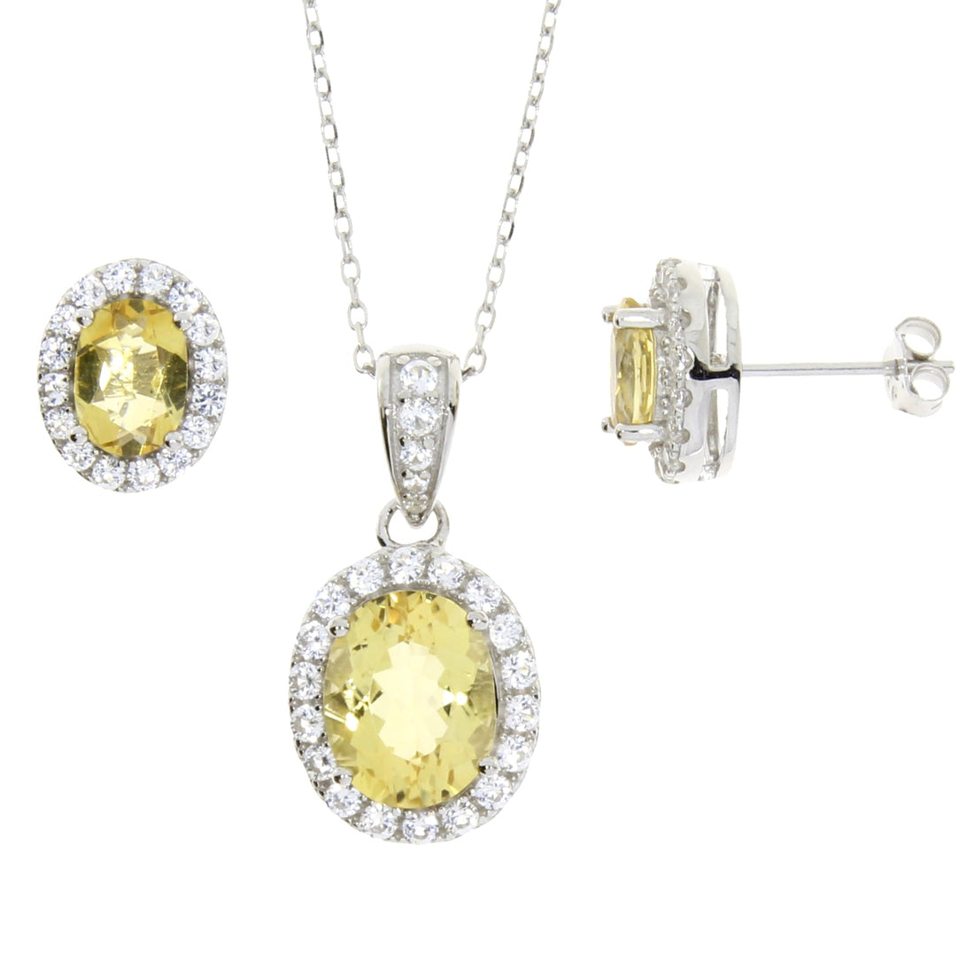 Citrine Created Sapphire Jewelry sets Sterling Silver by Bids.com