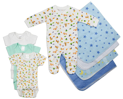 Newborn Baby Boy Layette Set - 8 Piece Gift Set | Soft Cotton Baby Clothes