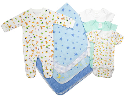 Newborn Baby Boy Layette Set - 8 Piece Gift Set | Soft Cotton Baby Clothes