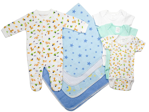 Newborn Baby Boy Layette Set - 8 Piece Gift Set | Soft Cotton Baby Clothes