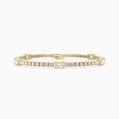 Ivory Emerald And Round Cut Lab Grown Diamond Tennis Bracelet