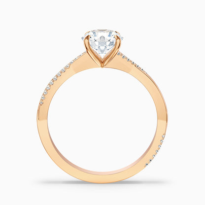 Amy 5 Carat Round Cut Side Stone Twisted Pave Moissanite Diamond Ring in 14k Rose Gold