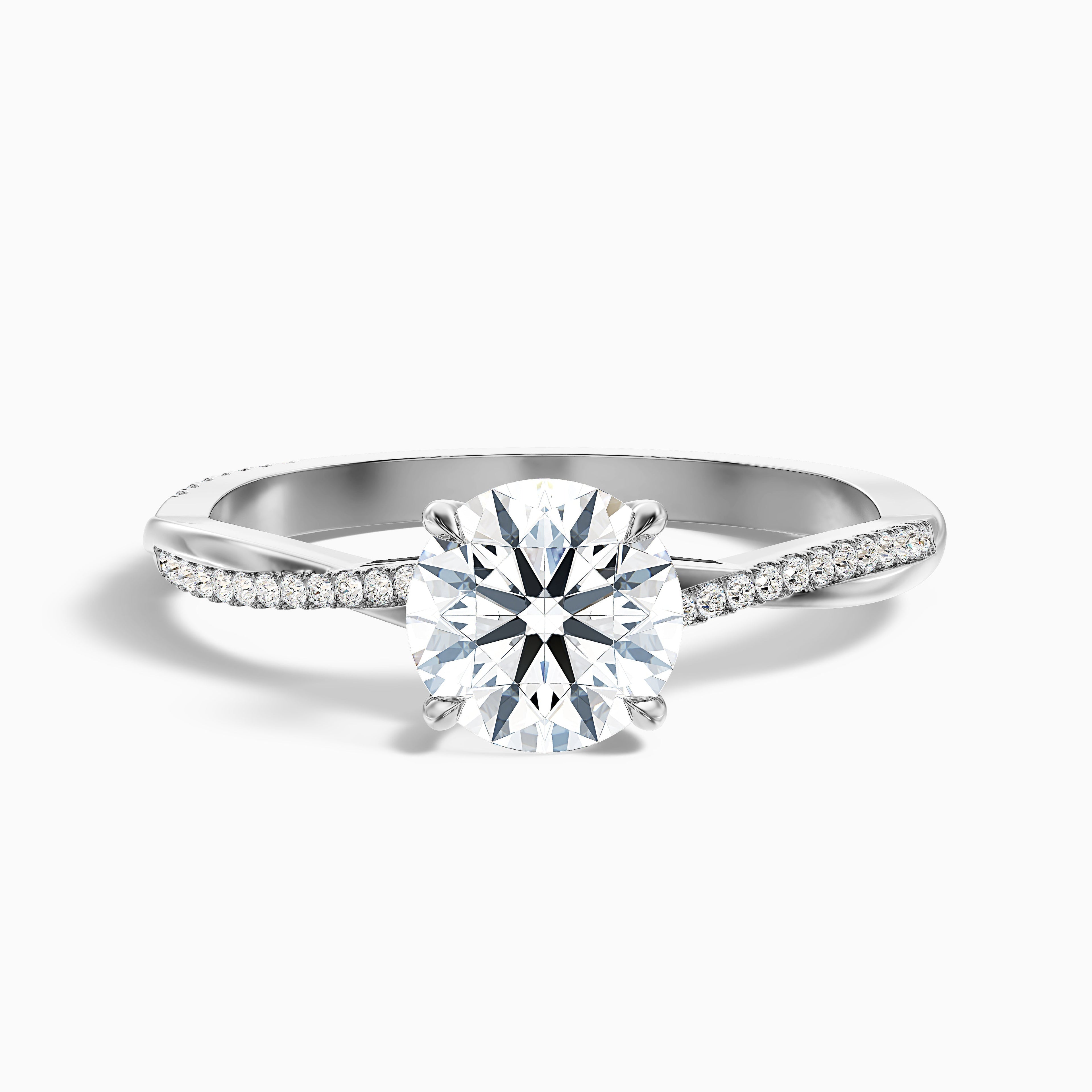 Elle 2 Carat Round Cut Side Stone Twisted Pave Lab Grown Engagement Ring in 10k Yellow Gold