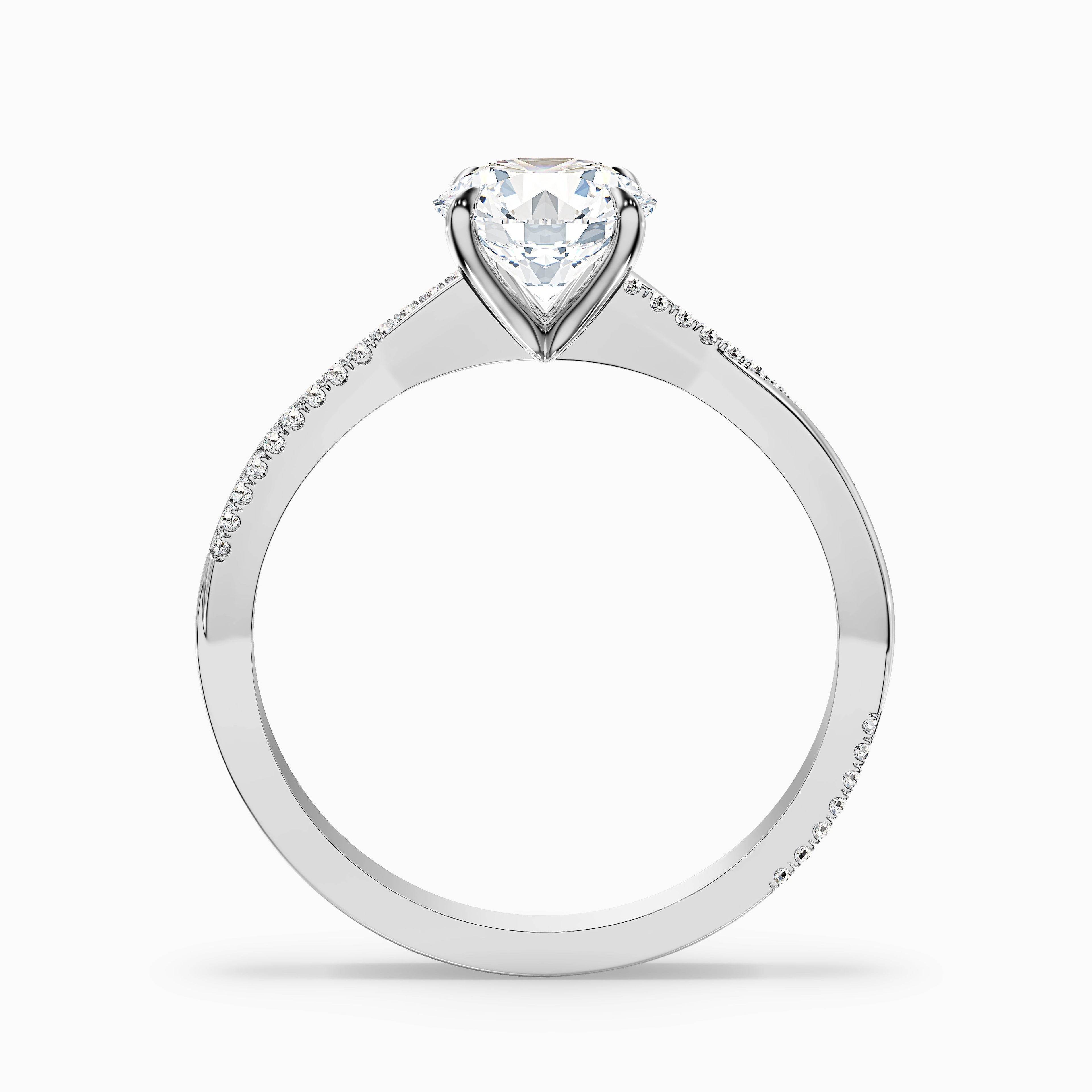 Amy 3 Carat Round Cut Side Stone Twisted Pave Moissanite Diamond Ring in 18k Yellow Gold  DestGlow