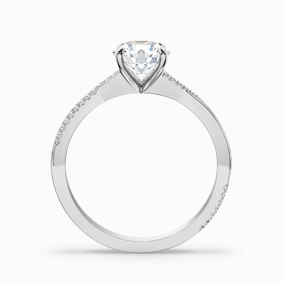Elle 2.5 Carat Round Cut Side Stone Twisted Pave Lab Grown Engagement Ring in 18k White Gold  DestGlow