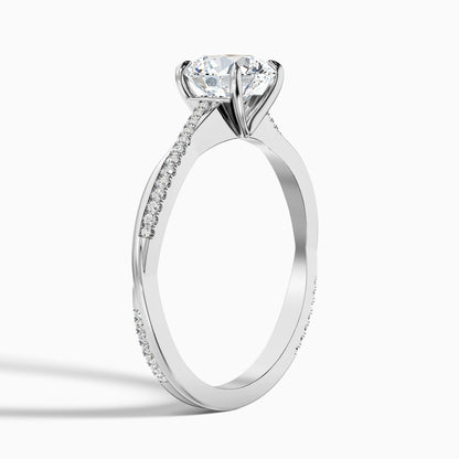 Elle 5 Carat Round Cut Side Stone Twisted Pave Lab Grown Engagement Ring in 10k White Gold