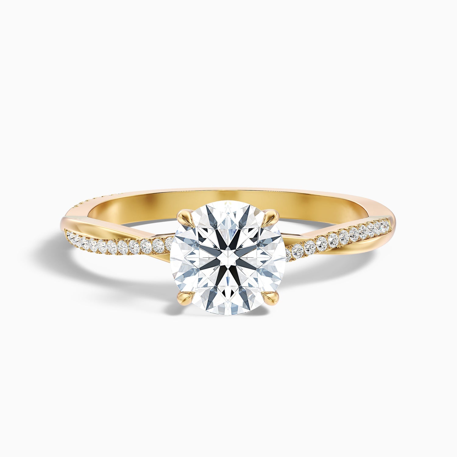 Elle 1 Carat Round Cut Side Stone Twisted Pave Lab Grown Engagement Ring in 925 Sterling Silver