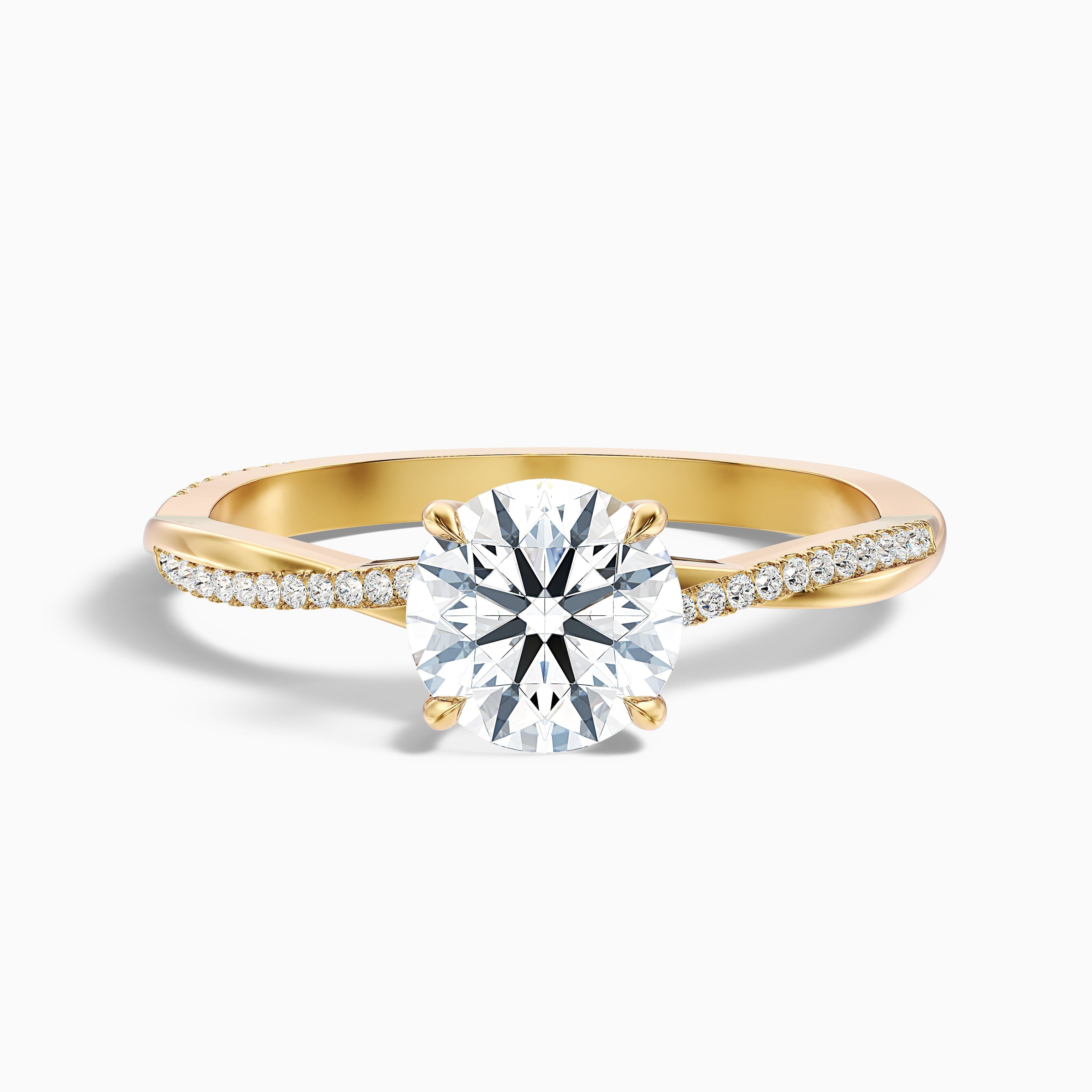 Elle 4.5 Carat Round Cut Side Stone Twisted Pave Lab Grown Engagement Ring in 925 Sterling Silver