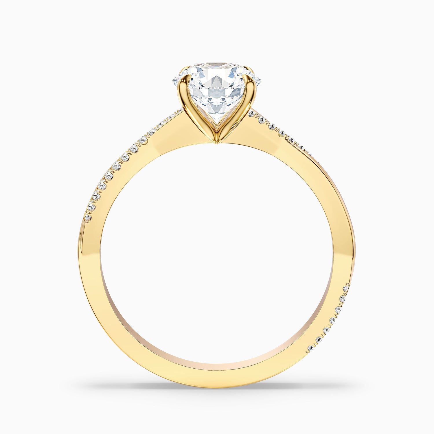 Amy 4.5 Carat Round Cut Side Stone Twisted Pave Moissanite Diamond Ring in 10k White Gold