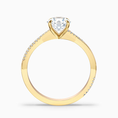 Elle 3.5 Carat Round Cut Side Stone Twisted Pave Lab Grown Engagement Ring in 10k Rose Gold