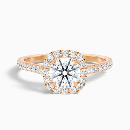 Anika 2 Carat Round Halo Pave Moissanite Diamond Ring in 925 Sterling Silver