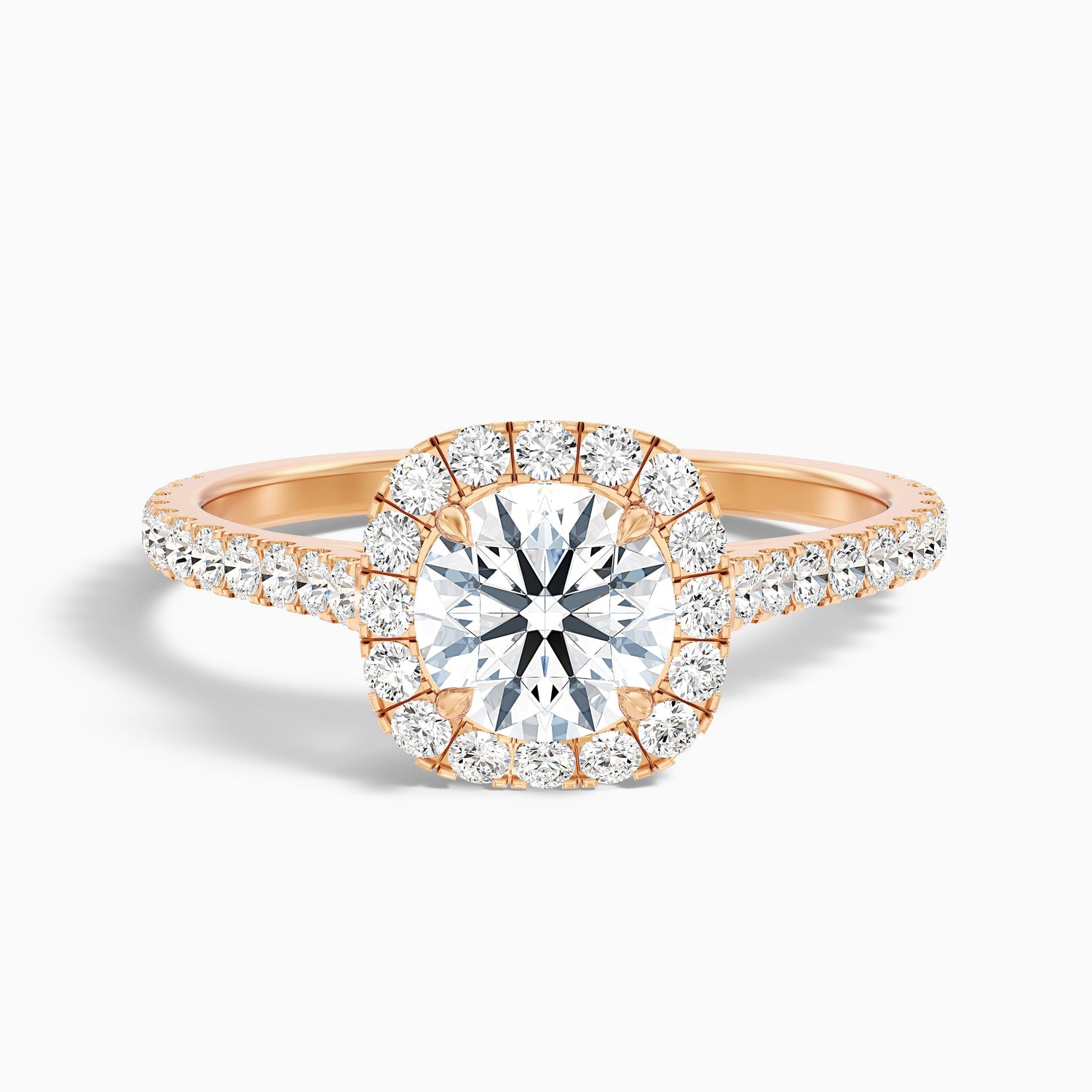 Nia 1.5 Carat Round Halo Pave Lab Grown Engagement Ring in 10k Yellow Gold  DestGlow