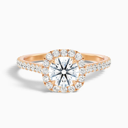 Nia 1.5 Carat Round Halo Pave Lab Grown Engagement Ring in 10k Yellow Gold  DestGlow