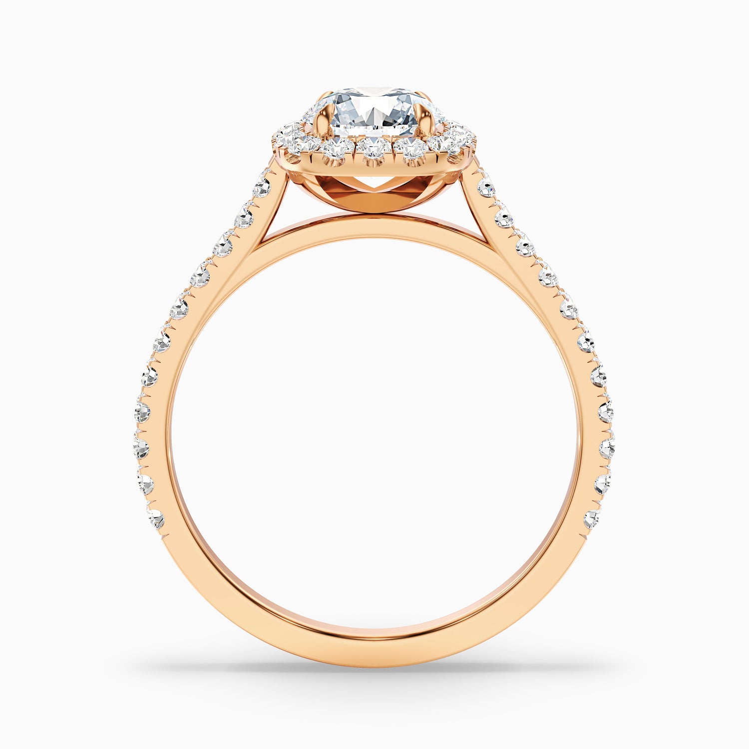 Nia 1.5 Carat Round Halo Pave Lab Grown Engagement Ring in 18k Rose Gold  DestGlow