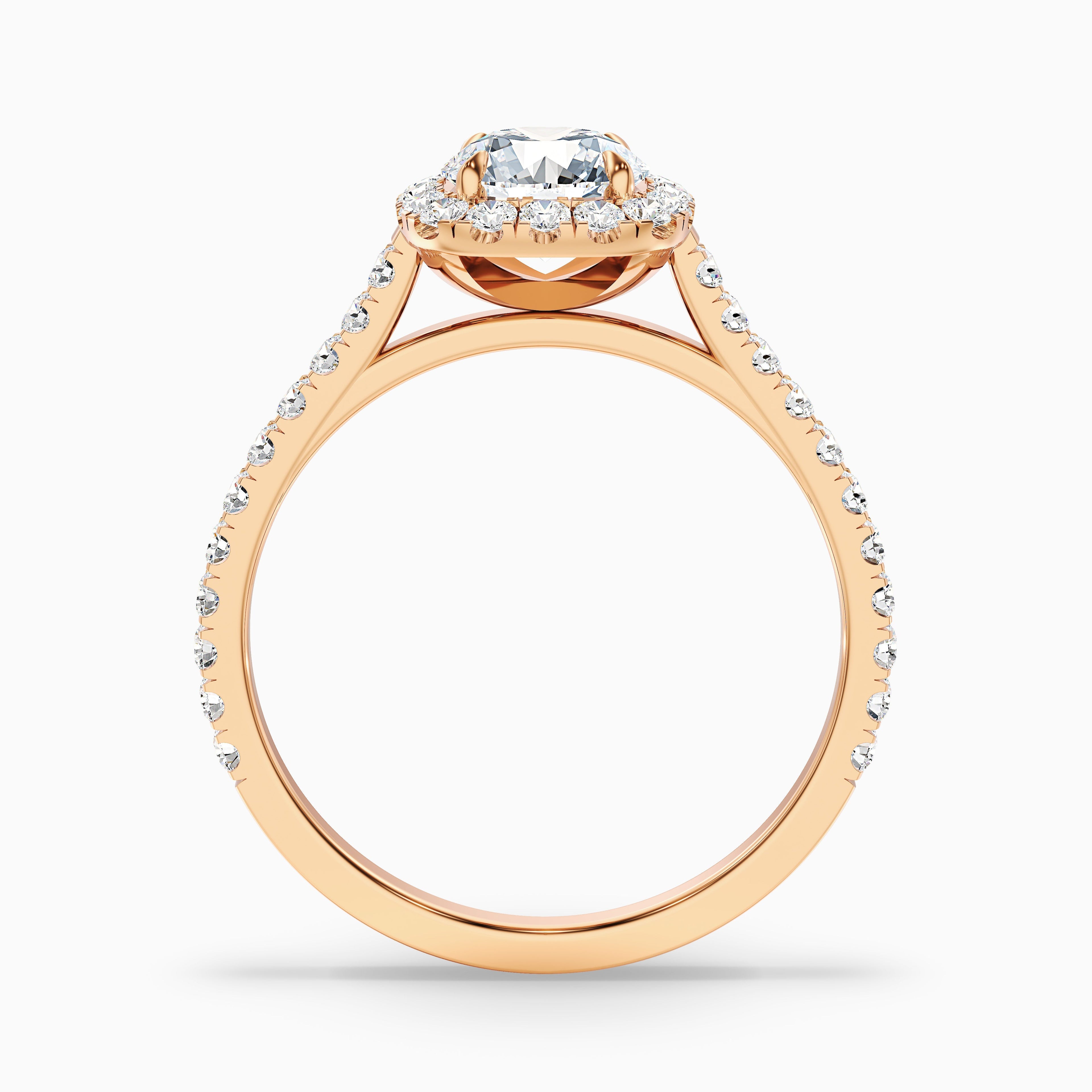 Nia 1.5 Carat Round Halo Pave Lab Grown Engagement Ring in 18k Rose Gold  DestGlow