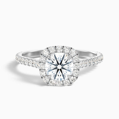 Nia 5 Carat Round Halo Pave Lab Grown Engagement Ring in 14k Yellow Gold  DestGlow