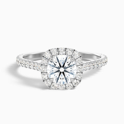 Anika 5.5 Carat Round Halo Pave Moissanite Diamond Ring in 14k Rose Gold  DestGlow