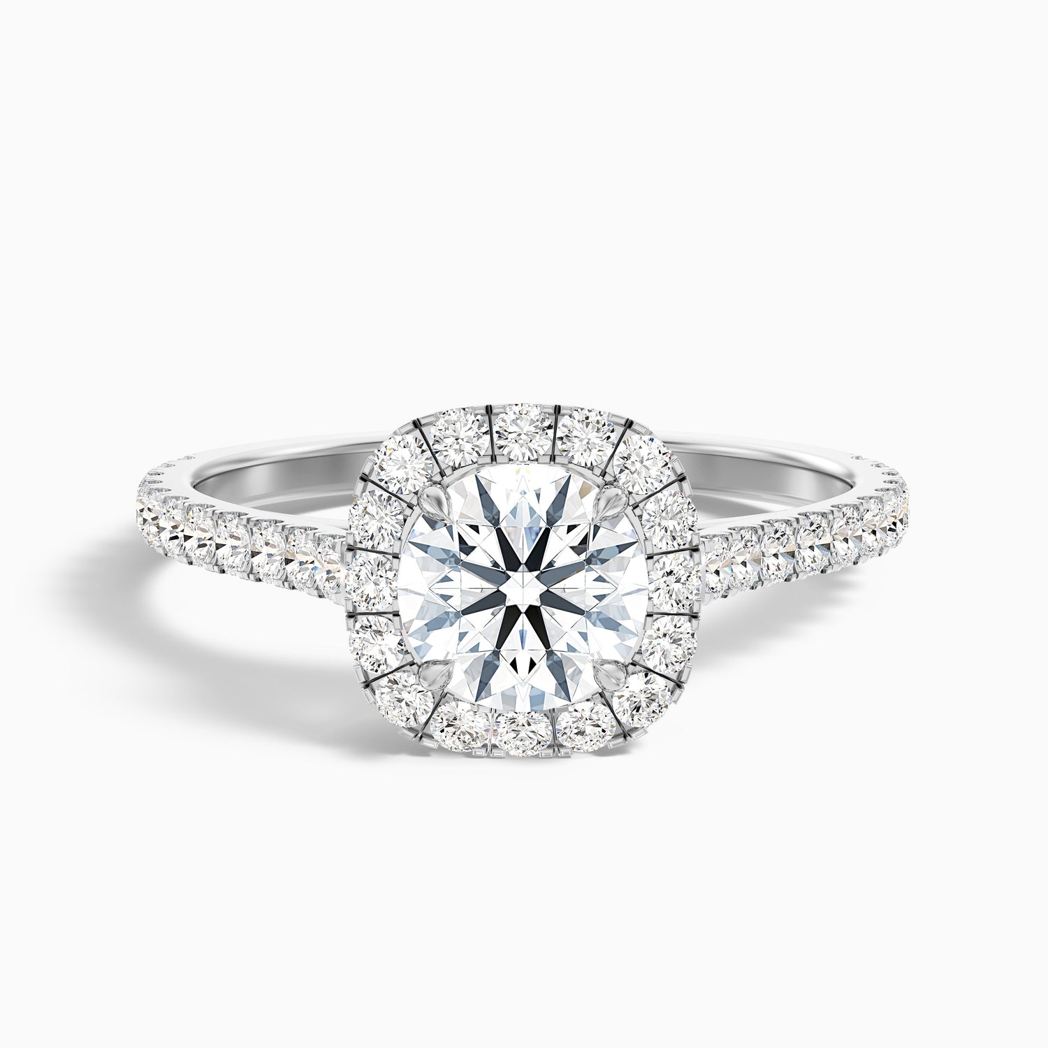 Nia 3.5 Carat Round Halo Pave Lab Grown Engagement Ring in 14k Rose Gold