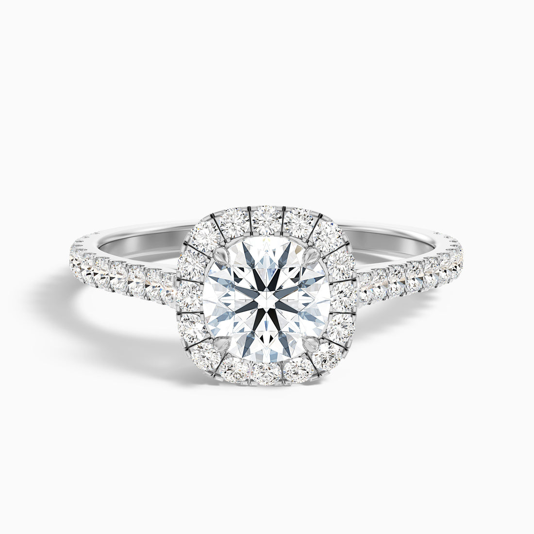 Nia 3 Carat Round Halo Pave Lab Grown Engagement Ring in 10k White Gold  DestGlow