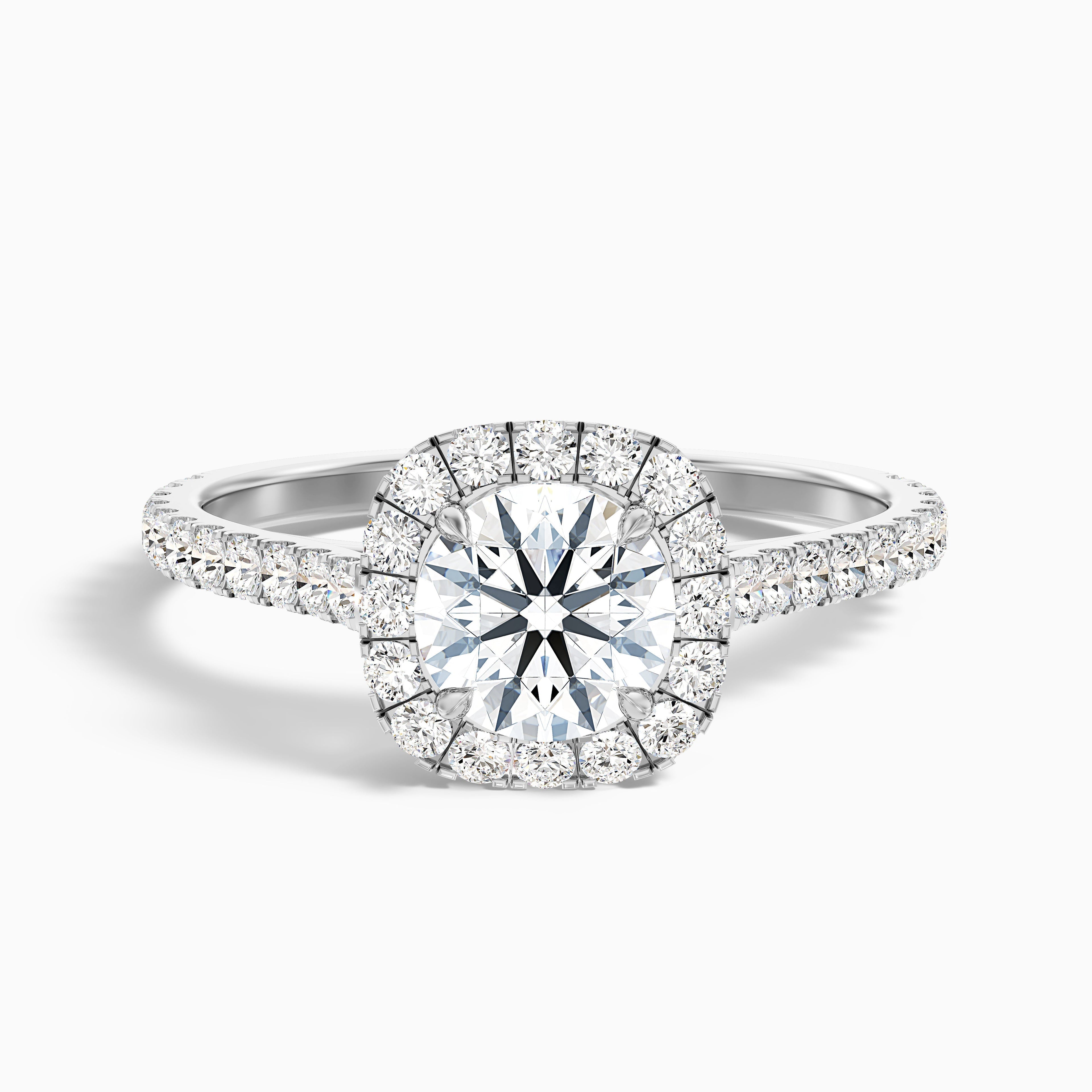 Nia 2 Carat Round Halo Pave Lab Grown Engagement Ring in 10k Rose Gold  DestGlow