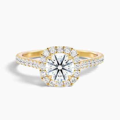 Nia 2.5 Carat Round Halo Pave Lab Grown Engagement Ring in 10k Yellow Gold  DestGlow