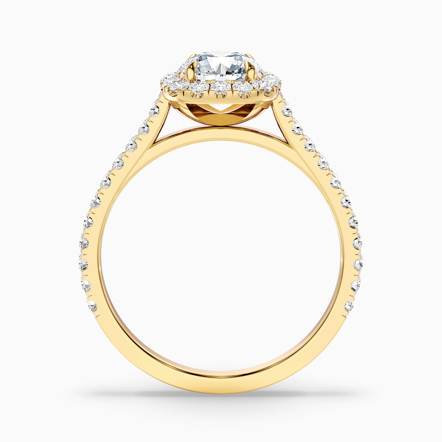 Nia 3.5 Carat Round Halo Pave Lab Grown Engagement Ring in 18k Yellow Gold  DestGlow