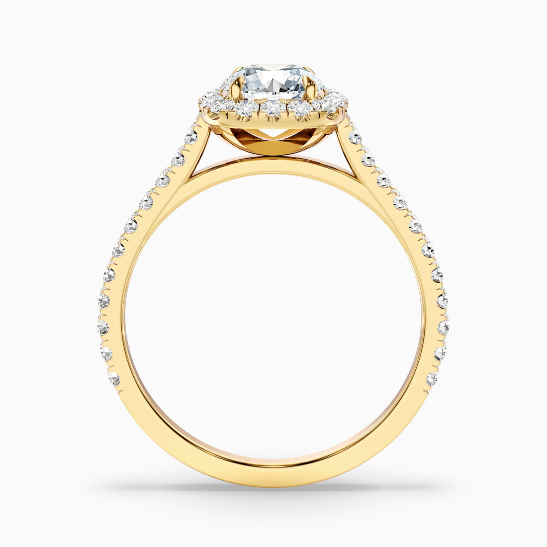 Nia 3.5 Carat Round Halo Pave Lab Grown Engagement Ring in 14k Yellow Gold  DestGlow