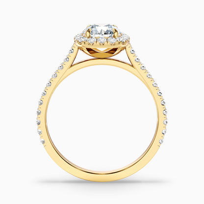 Nia 1 Carat Round Halo Pave Lab Grown Engagement Ring in 18k Yellow Gold
