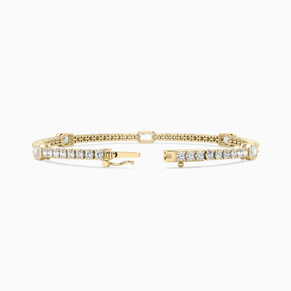 Ivory Emerald And Round Cut Lab Grown Diamond Tennis Bracelet
