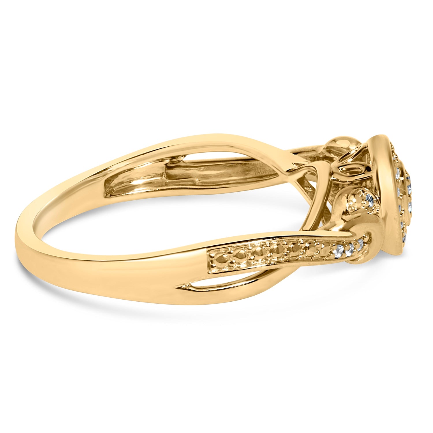 14K Yellow Gold Plated .925 Sterling Silver 1/10 Cttw Round-Cut Diamond Composite Halo Engagement Ring (I-J Color, I3 Clarity)- Size 7  DestGlow