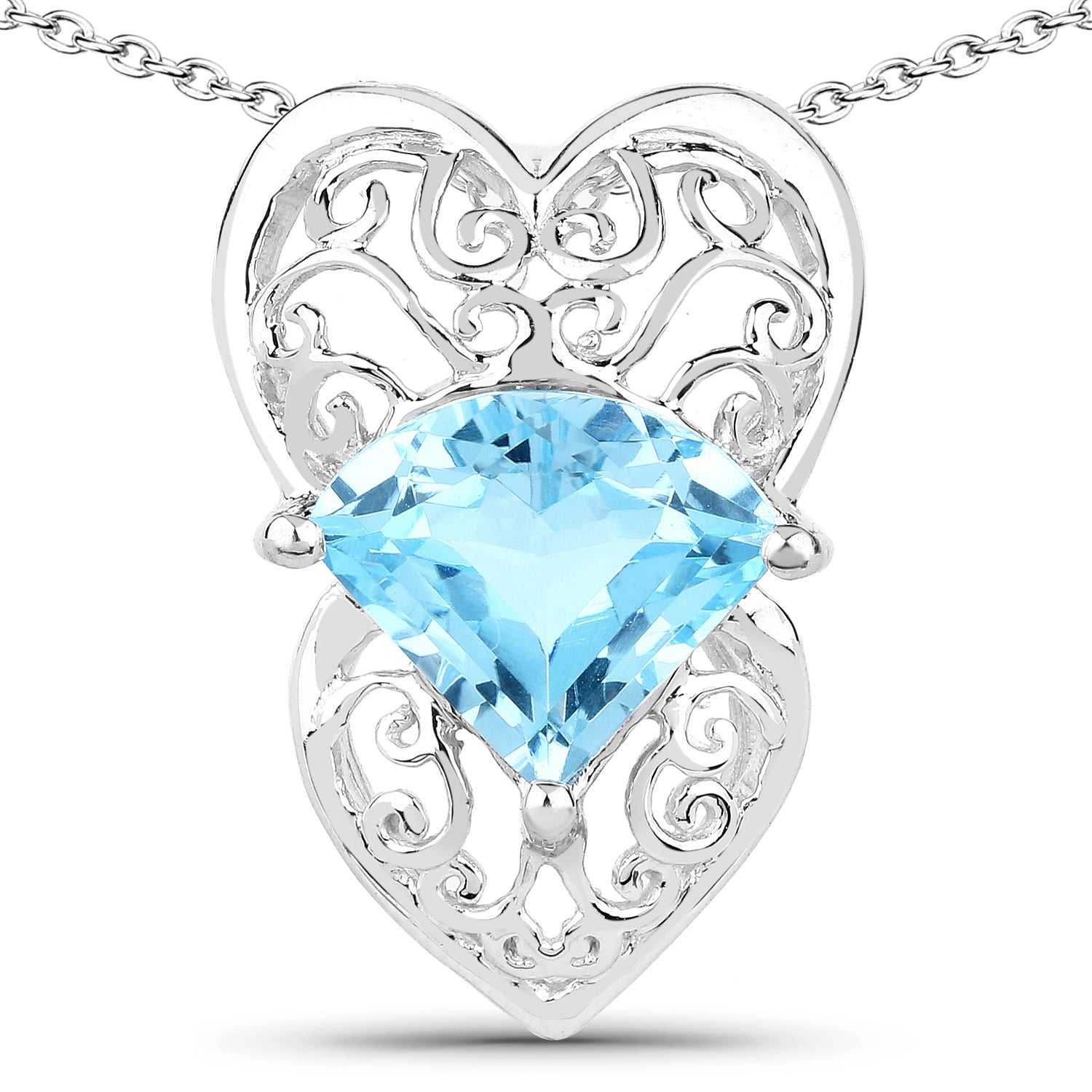 4.65 Carat Genuine Swiss Blue Topaz .925 Sterling Silver Pendant by Bids.com