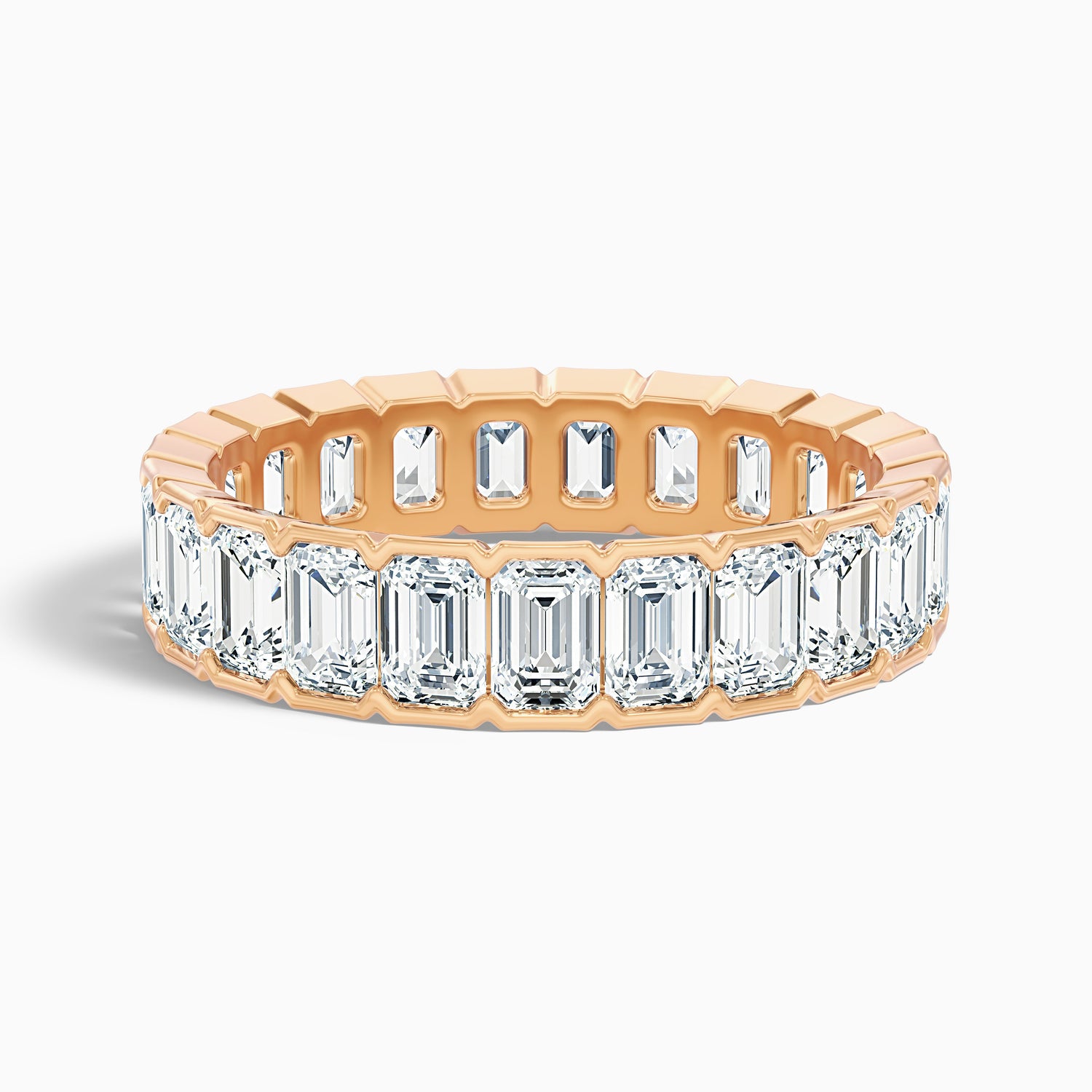 Rhiann Emerald Cut Full Eternity Half Bezel Lab Diamond Wedding Band