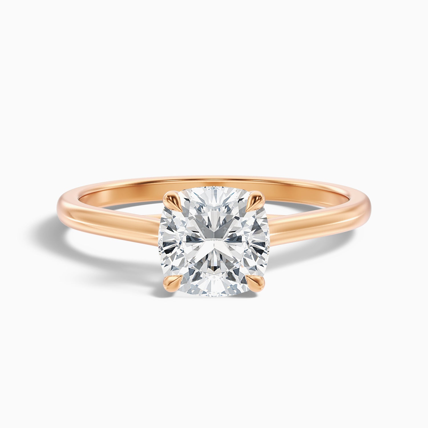 Joy 1.5 Carat Cushion Cut Solitaire Lab Grown Engagement Ring in 18k Rose Gold