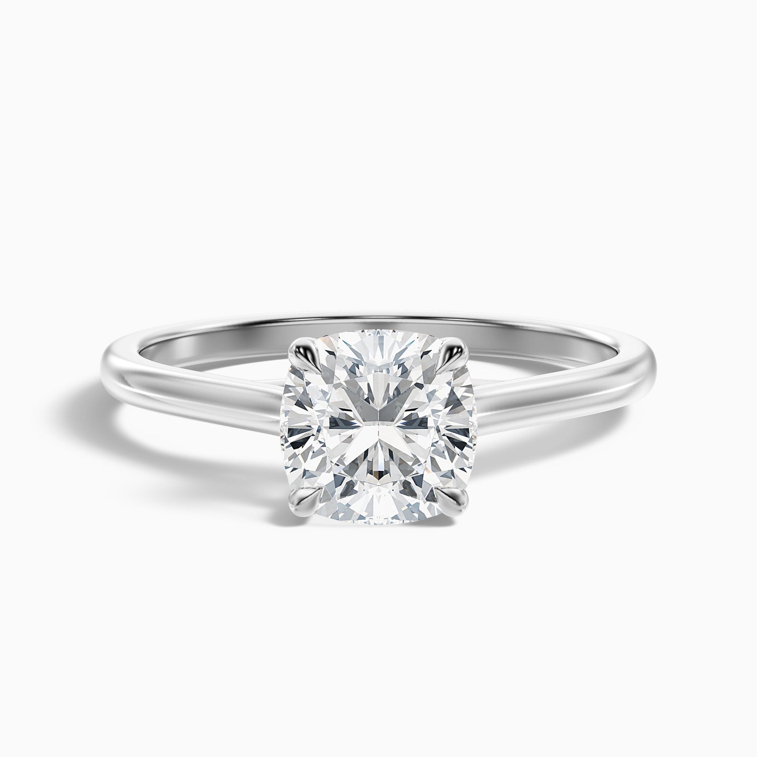 Rosa 8 Carat Cushion Cut Solitaire Moissanite Engagement Ring in 18k White Gold