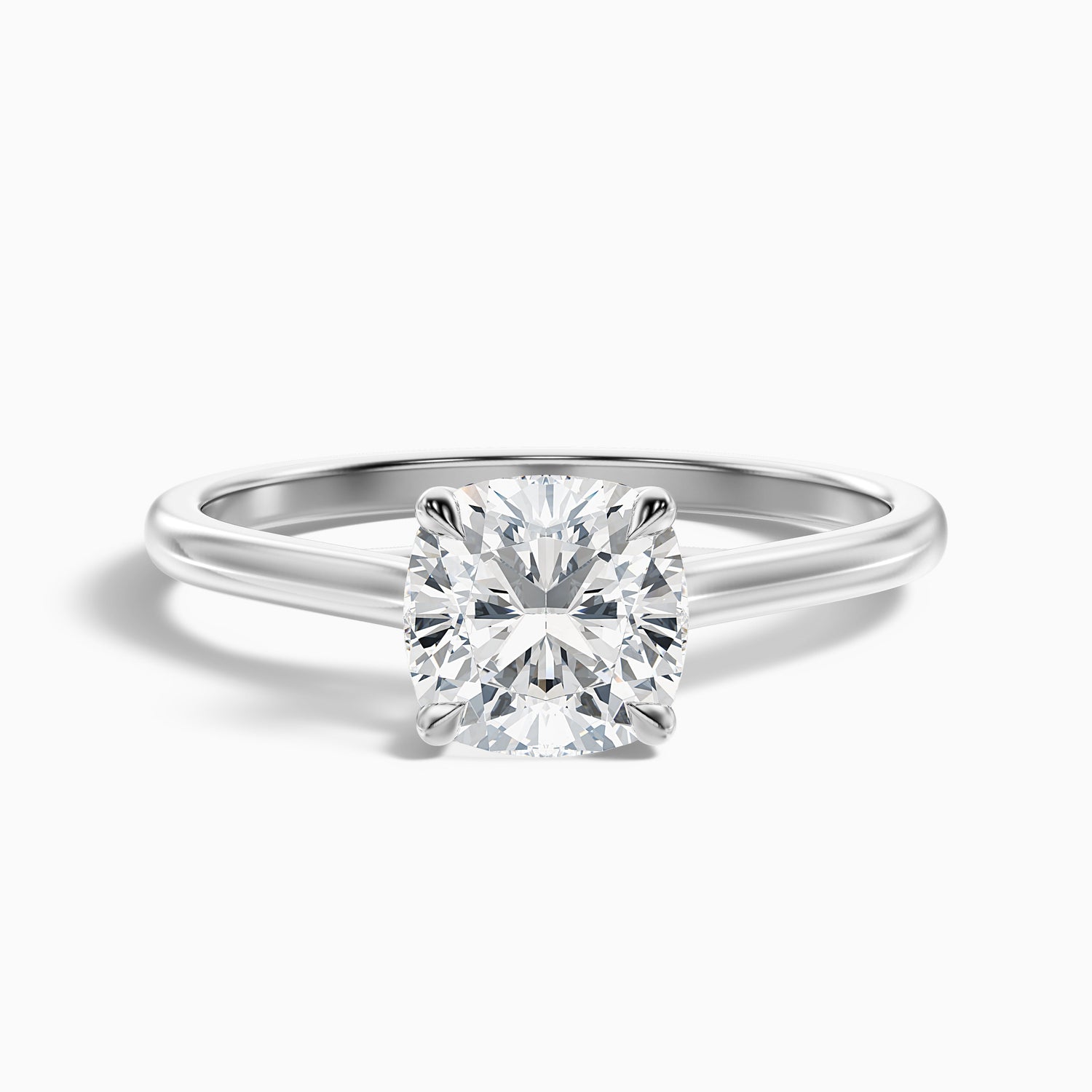 Nelli 2 Carat Cushion Cut Solitaire Moissanite Diamond Ring in 925 Sterling Silver