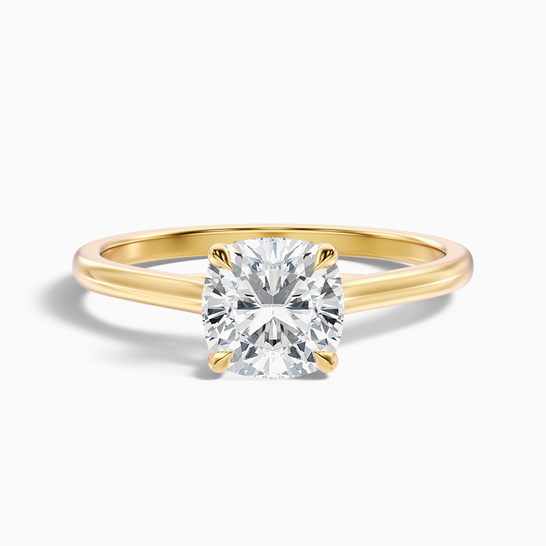 Joy 3.5 Carat Cushion Cut Solitaire Lab Grown Engagement Ring in 10k Yellow Gold  DestGlow