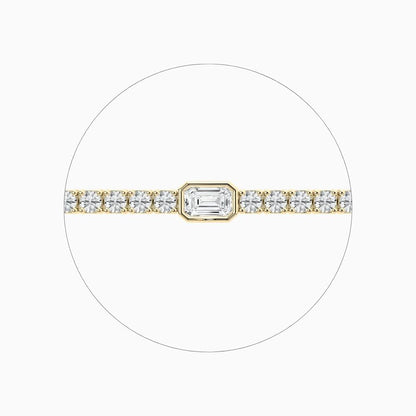 Ivory Emerald And Round Cut Lab Grown Diamond Tennis Bracelet