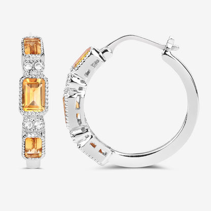 2.88 Carat Genuine Citrine and White Topaz .925 Sterling Silver Earrings by Bids.com