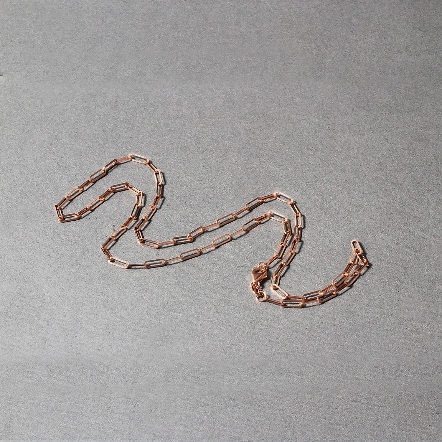 14K Rose Gold Delicate Paperclip Chain (2.1mm) by Bids.com