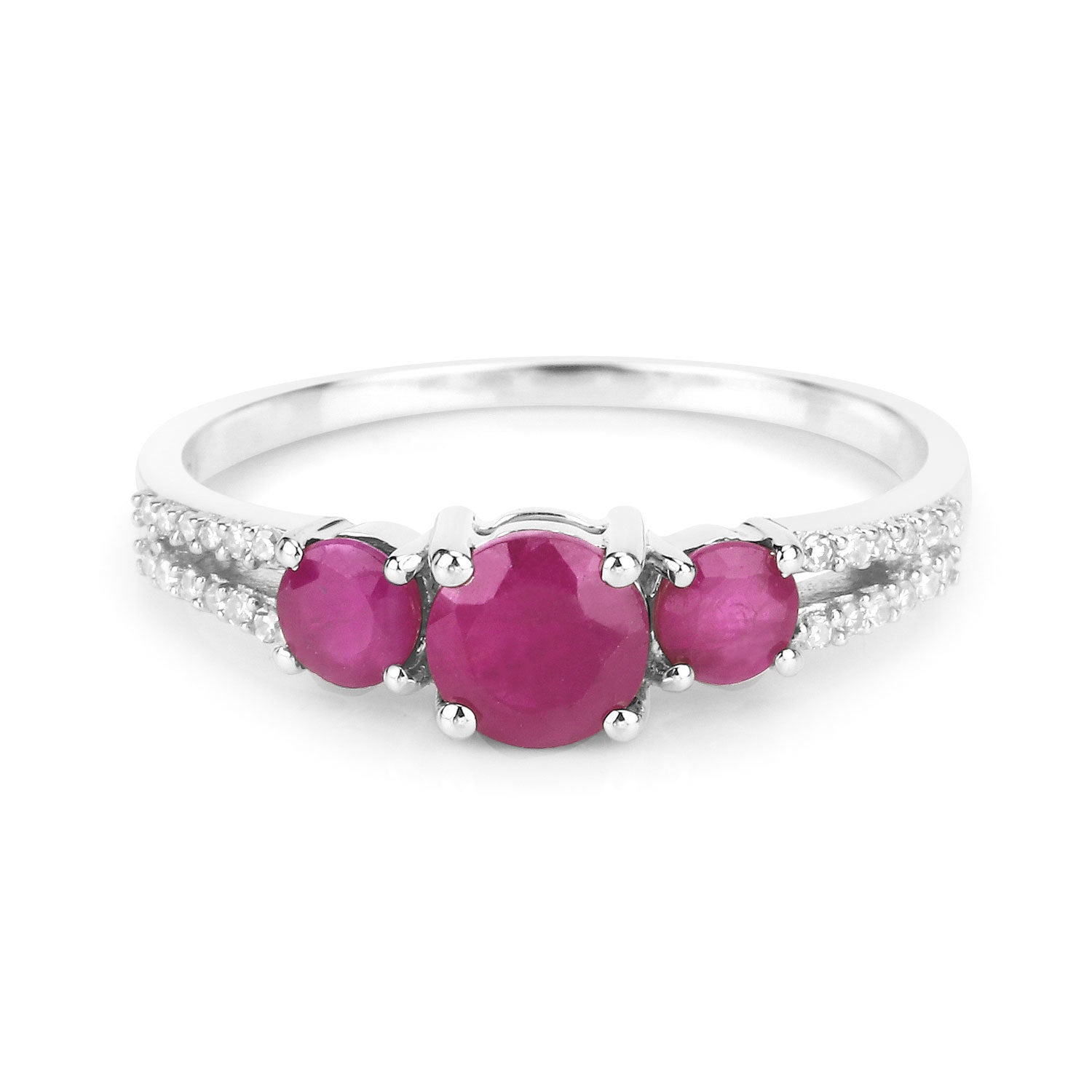 1.02 Carat Genuine Ruby and White Diamond 14K White Gold Ring by Bids.com