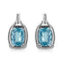 .925 Sterling Silver 14x10MM Cushion Cut Blue Topaz Gemstone and Diamond Accent Dangle Earring (I-J Color, I1-I2 Clarity) by Bids.com
