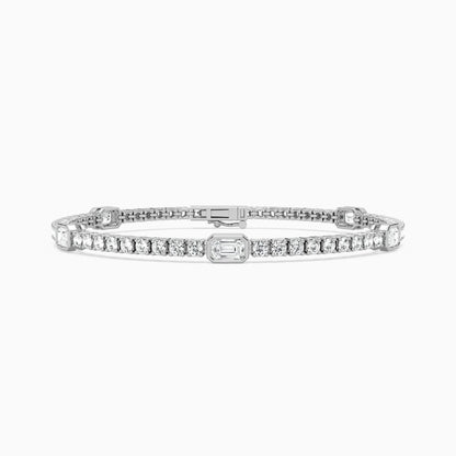 Ivory Emerald And Round Cut Lab Grown Diamond Tennis Bracelet