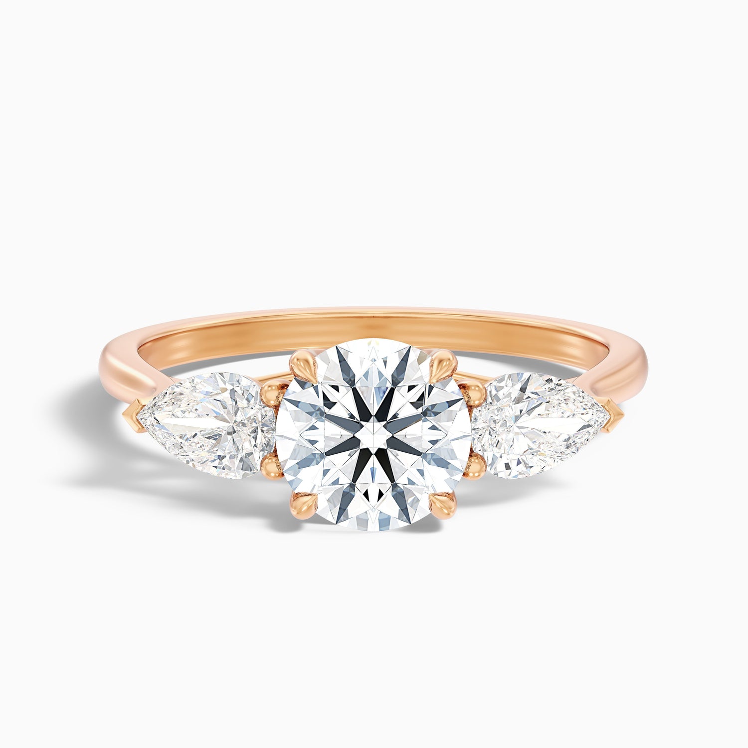 Amaya 1.5 Carat Round 3 Stone Moissanite Diamond Ring With Pear Side Stone in 10k White Gold