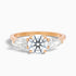 Amaya 2 Carat Round 3 Stone Moissanite Diamond Ring With Pear Side Stone in 10k Rose Gold  DestGlow